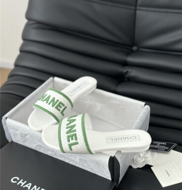 Chanel woven embroidered letter slippers Margiela replica shoes