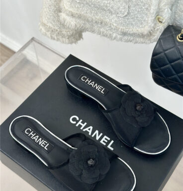 Chanel camellia mesh slippers replica shoes
