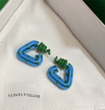 Bottega Veneta Blue Oil Spiral Metal Earrings
