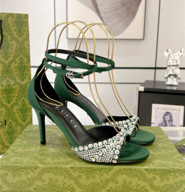 gucci rhinestone silk sandals replica designer shoes