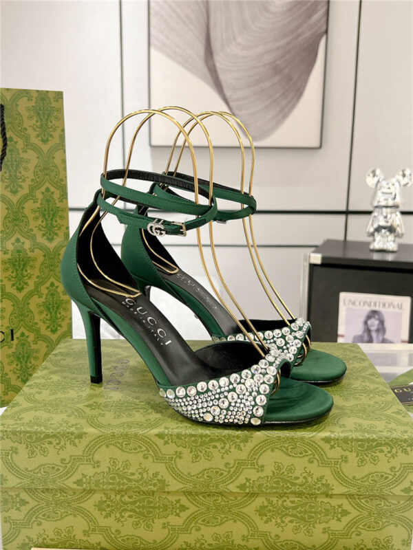 gucci rhinestone silk sandals replica designer shoes