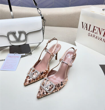 valentino V Logo buckle high heel sandals replica shoes