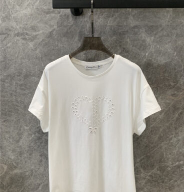 dior hollow heart embroidered short-sleeved T-shirt replica clothes