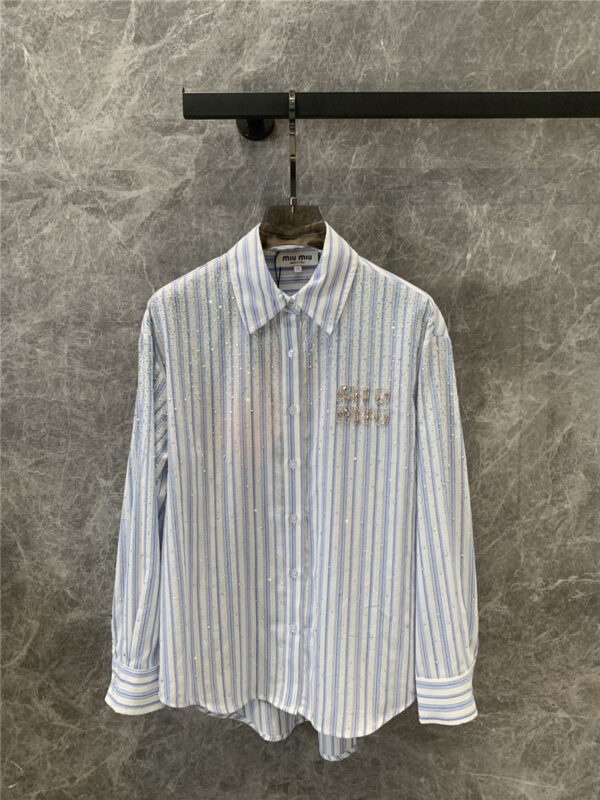 miumiu letter striped long-sleeved shirt replica d&g clothing