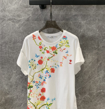 dior floral print round neck short sleeve T-shirt replicas clothes