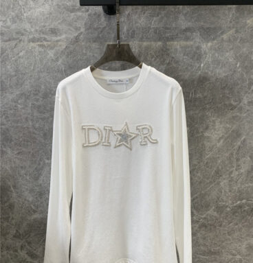 dior letter beaded long-sleeved T-shirt replica clothes