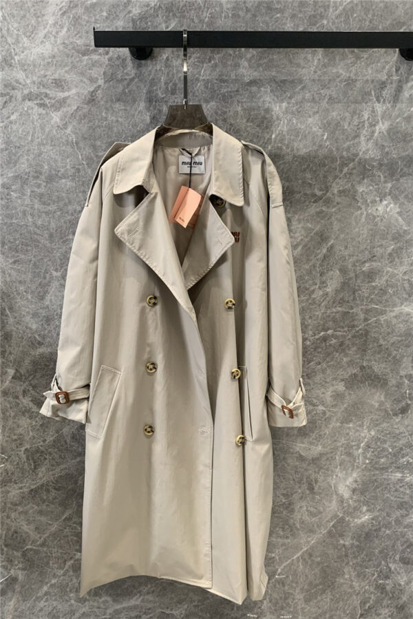 miumiu double-breasted long trench coat replica d&g clothing
