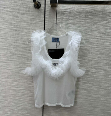 Prada mesh stitching see-through small vest replica d&g clothing