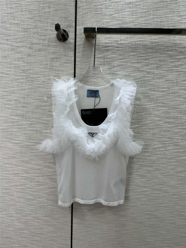 Prada mesh stitching see-through small vest replica d&g clothing