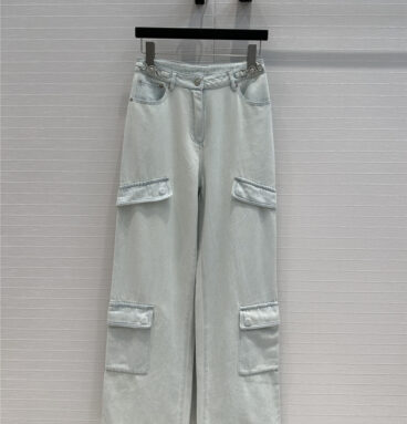 Versace workwear style denim straight pants replicas clothes