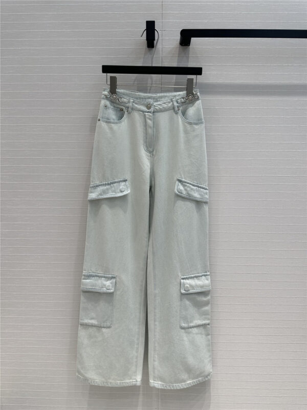 Versace workwear style denim straight pants replicas clothes