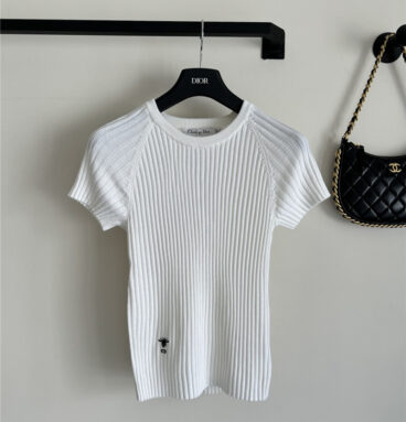 dior knitted striped short-sleeved top replica designer clothes