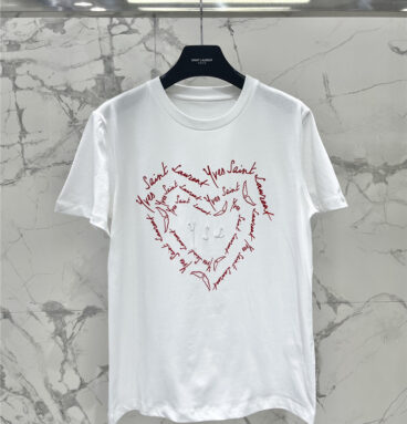 YSL heart flocking embroidered letters T replica clothing sites