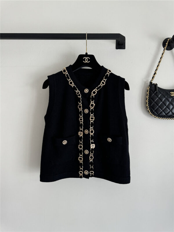 Chanel new chain knitted vest replicas clothes