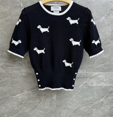 THOM BROWNE puppy jacquard short-sleeved replicas clothes