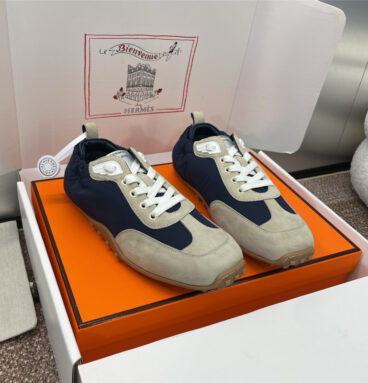 Hermès flat round toe lace-up sneakers replica shoes