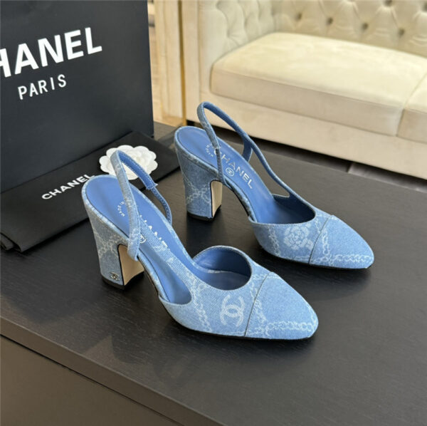 Chanel high heel open back women's sandals replica shoes