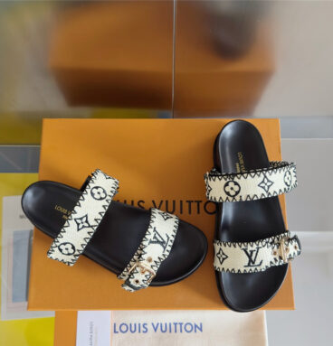 louis vuitton LV Velcro denim old flower sandals replica shoes