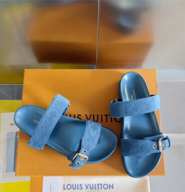 louis vuitton LV Velcro denim old flower sandals replica shoes