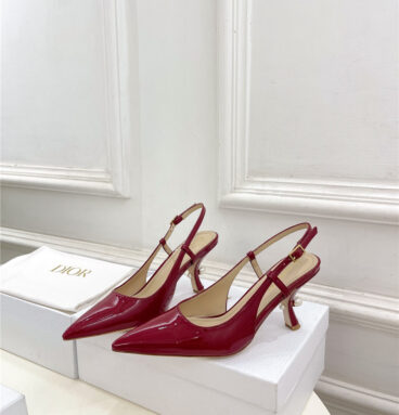 dior pearl heel pointed slingback high heels replica shoes