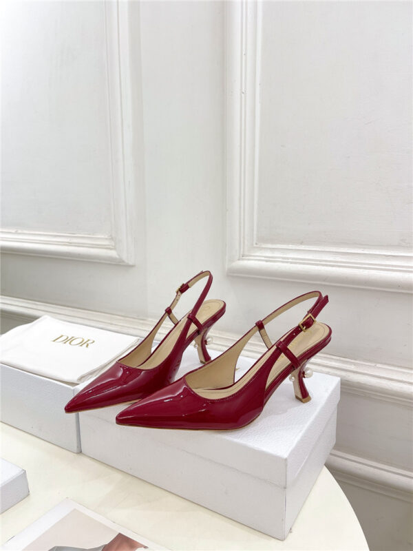 dior pearl heel pointed slingback high heels replica shoes