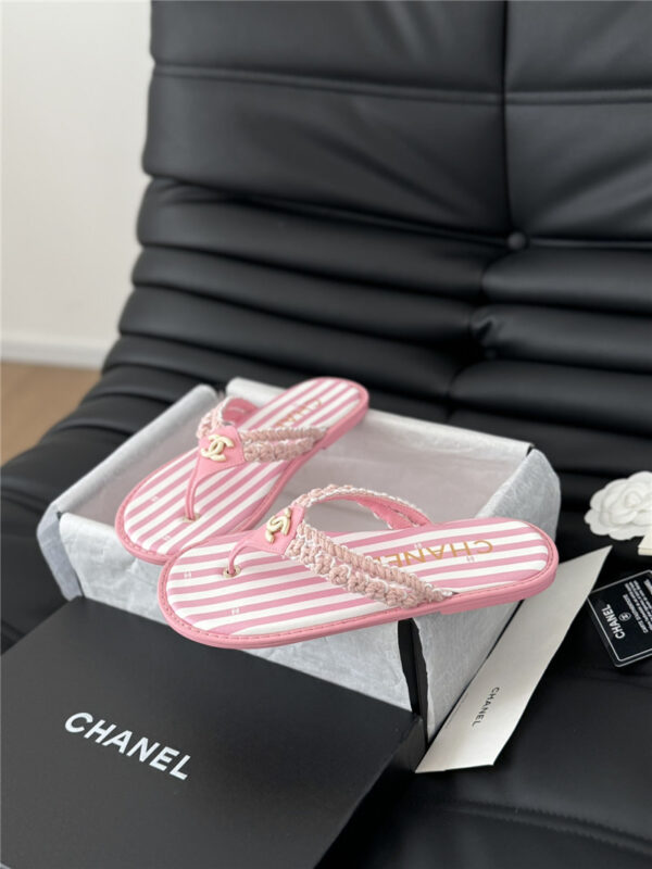 Chanel camellia woven flip flops replica designer shoes