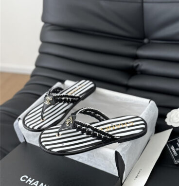 Chanel camellia woven flip flops replica designer shoes