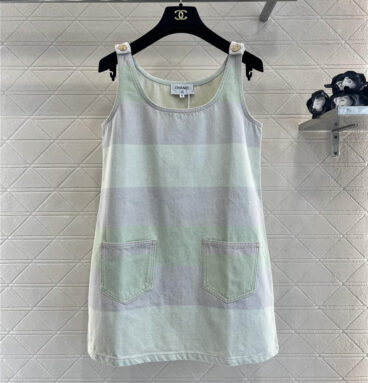 Chanel contrast striped denim vest dress replica d&g clothing