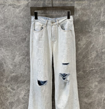 miumiu letter jacquard ripped straight jeans replicas clothes