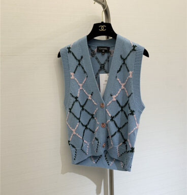 Chanel knitted 𝐕 collar vest replica d&g clothing