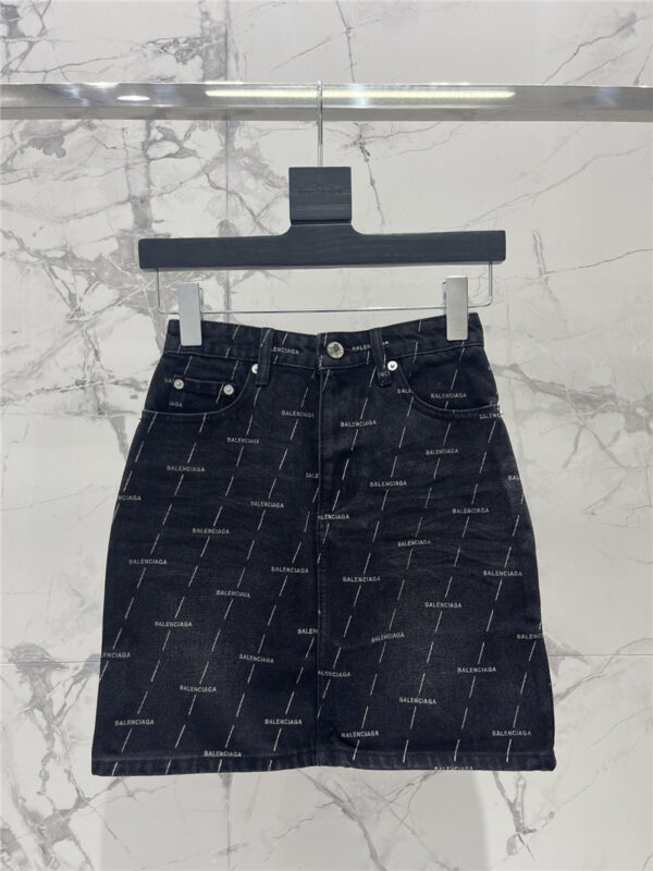 Balenciaga diagonal stripe logo denim skirt replicas clothes