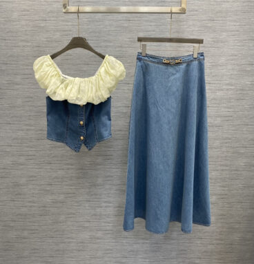 dior top + long skirt set replica designer clothing websites