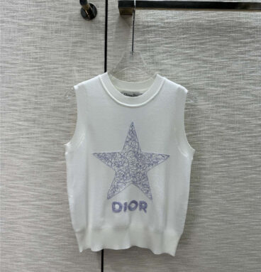Dior embroidered five-pointed star knitted vest replicas clothes