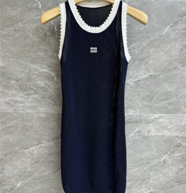 miumiu colorblock hollow vest dress replica d&g clothing