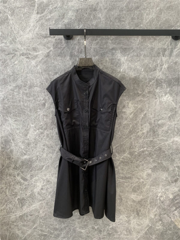 dior small stand collar black dress
