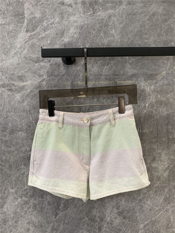 Chanel new color block denim shorts replica clothes
