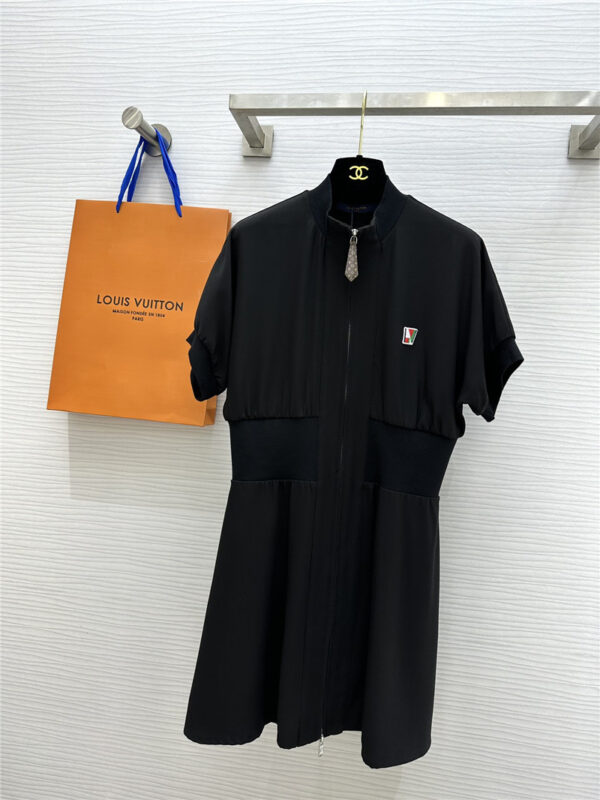 louis vuitton LV zipper little black dress replica clothing