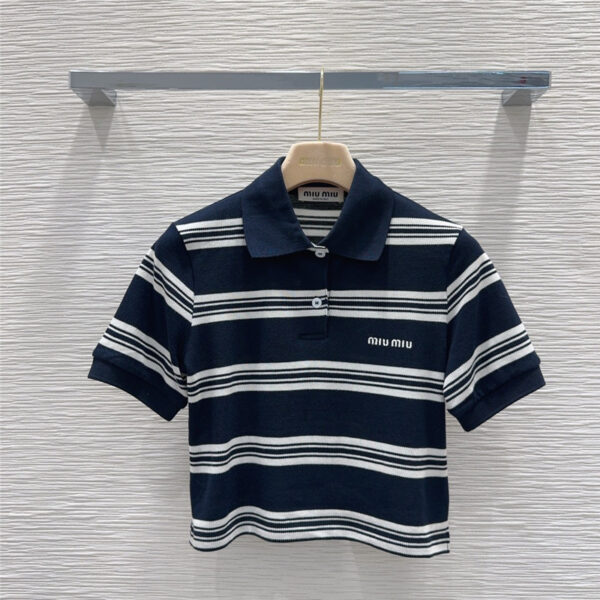 miumiu contrast striped POLO top replica d&g clothing