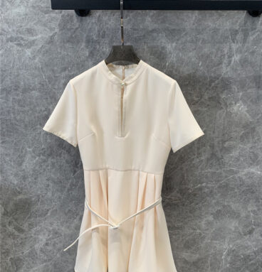 dior pleated waist short sleeve dress replica clothes