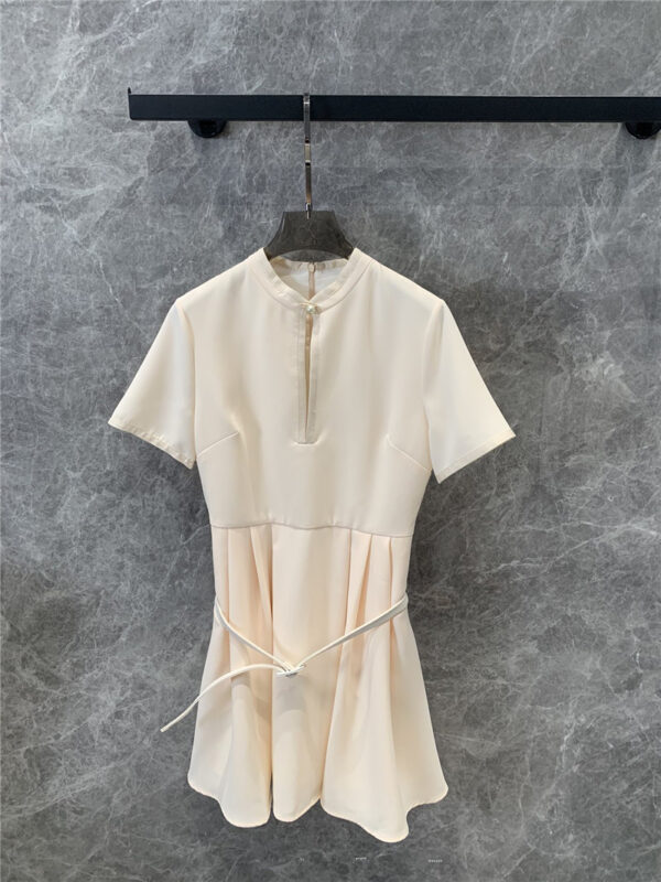 dior pleated waist short sleeve dress replica clothes