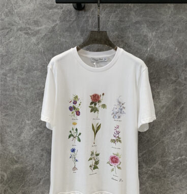dior plant print round neck short sleeve T-shirt replica clothing