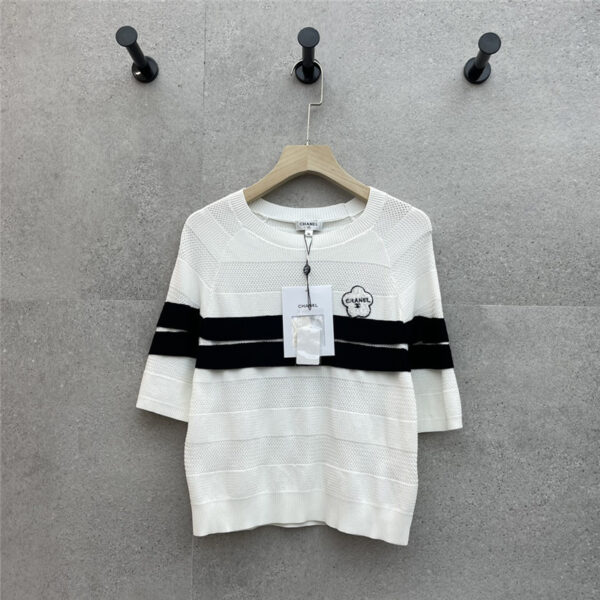 Chanel round neck striped short sleeve replica clothing sites