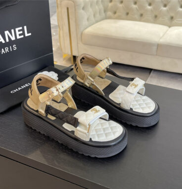 Chanel rhinestone double C lazy sandals replica shoes