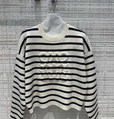 loewe 3D embossed logo intarsia striped sweater replica clothing