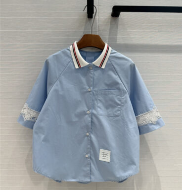THOM BROWNE Polo shirt with cuff embroidery replicas clothes