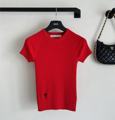 dior knitted striped short-sleeved top replica clothes