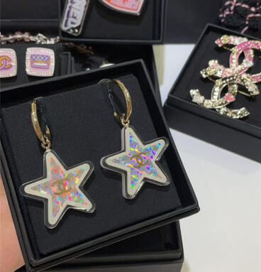 Chanel five-pointed star resin earrings