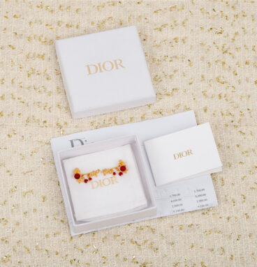 Dior red agate letter ear clip
