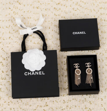 Chanel new tassel double C full diamond earrings