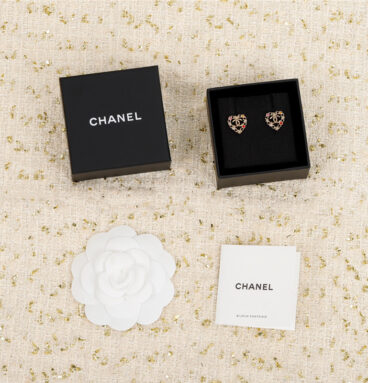 Chanel colored diamond heart earrings